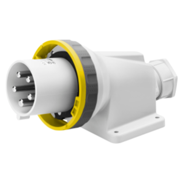 90° ANGLED SURFACE MOUNTING INLET - IP67 - 3P+E 63A 100-130V 50/60HZ - YELLOW - 4H - MANTLE TERMINAL image 1