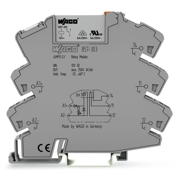 Relay module Nominal input voltage: 12 VDC 1 changeover contact gray image 1