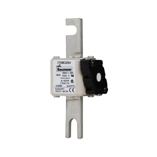 Fuse-link, high speed, 160 A, AC 690 V, compact DIN 1, 45 x 58 x 134 mm, aR, DIN, IEC, type K indicator, 110 mm centres image 8