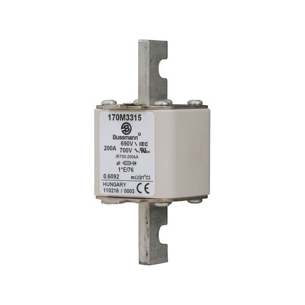 Fuse-link, high speed, 200 A, AC 690 V, compact size 1, 45 x 59 x 102 mm, aR, IEC, UL, visual indicator image 3