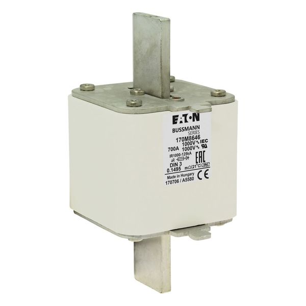 Fuse-link, high speed, 700 A, AC 1000 V, DIN 3, 90 x 75 x 150 mm, aR, DIN, IEC, single indicator image 9