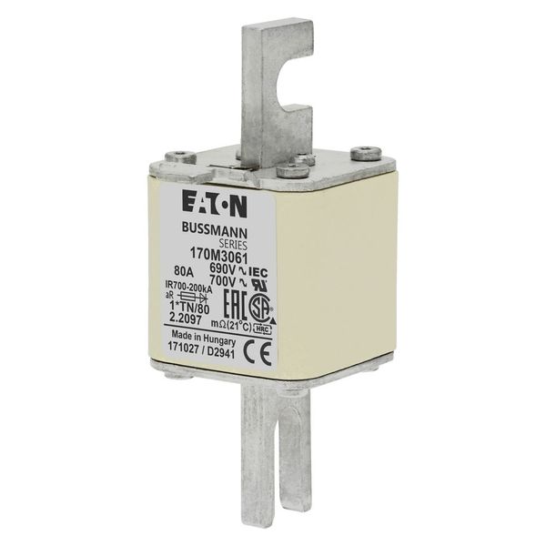 Fuse-link, high speed, 80 A, AC 690 V, compact DIN 1, 45 x 58 x 104 mm, aR, DIN, IEC, single indicator image 4