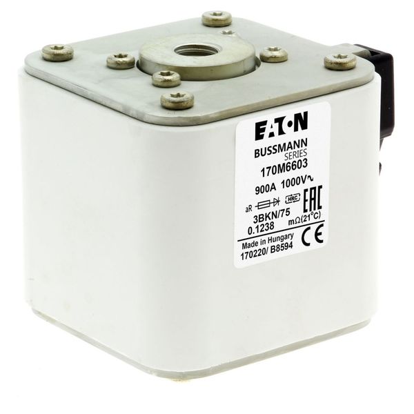 Fuse-link, high speed, 900 A, AC 1000 V, size 3, 76 x 92 x 75 mm, aR, IEC, single indicator image 20