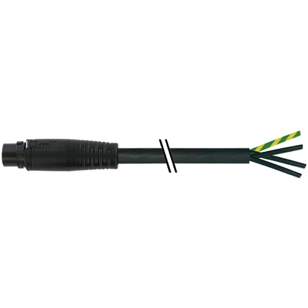 MQ15 male 0° with cable PUR 4x2.5 bk UL/CSA+drag ch. 5m image 1