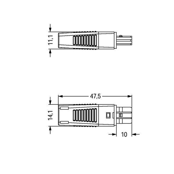 Socket with strain relief housing 2-pole light gray image 4