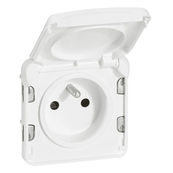 Socket outlet Plexo IP 55 antibacterial - French std - 2P+E-modular-Artic white image 1