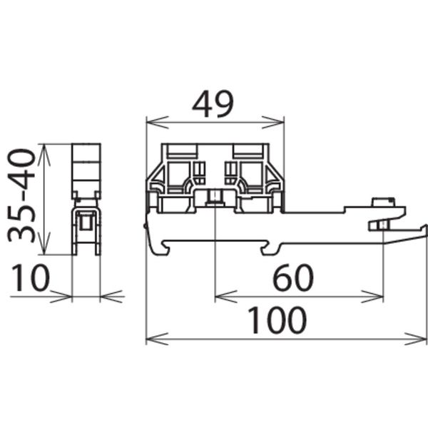 Rail support with one shield terminal, tin-plated steel, for busbars 1 image 2