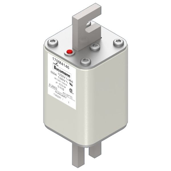 Fuse-link, high speed, 550 A, AC 1250 V, size 1, 53 x 66 x 138 mm, aR, DIN, IEC, single indicator image 2