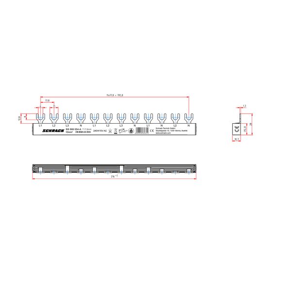 Busbar, 1xRCCB 4-pole, 1xMCB 3+N, 2xMCB 1+N, 12MW, 10mmý image 7