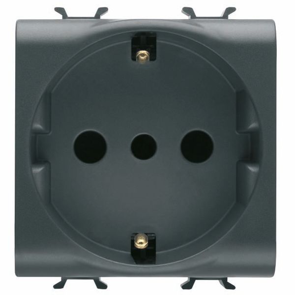 ITALIAN/GERMAN STANDARD SOCKET-OUTLET 250V ac - 2P+E 16A - P30 - 2 MODULES - SATIN BLACK - CHORUSMART image 2