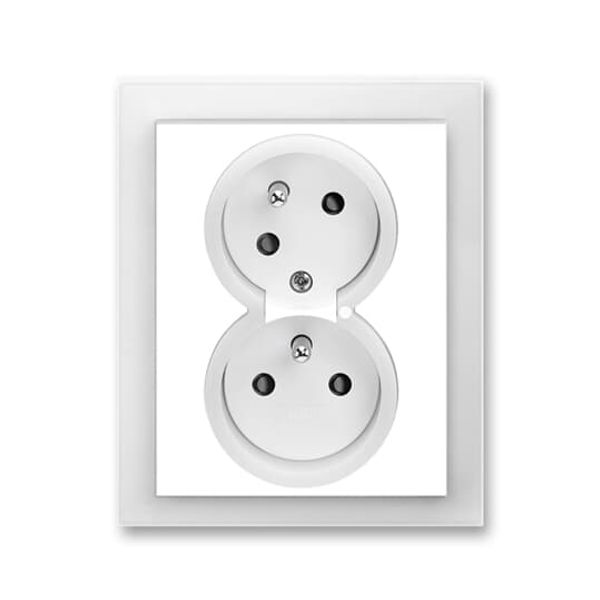5593M-C02357 01 Double socket outlet with earthing pins, shuttered, with turned upper cavity, with surge protection image 1