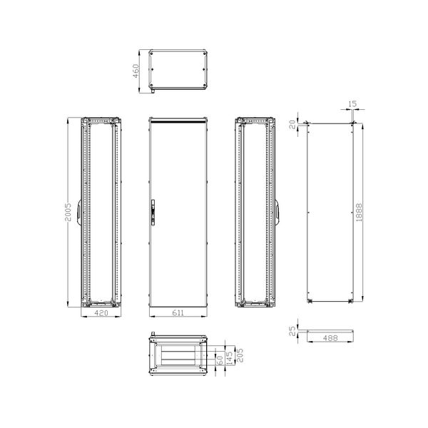 Modular enclosure 1 door IP55 H=2000 W=600 D=400 mm image 3