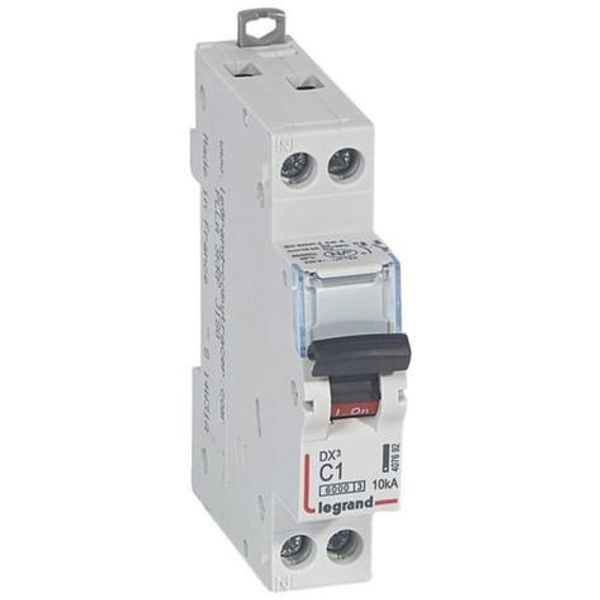 DX³6000 10kA high inlet and low outlet U+N screw circuit breaker 230V~ - 1A - curve C - 1 module image 1