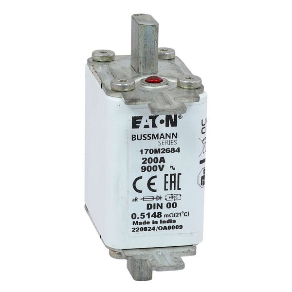 Fuse-link, high speed, 200 A, AC 900 V, DIN 00, aR, DIN, IEC, single indicator image 19