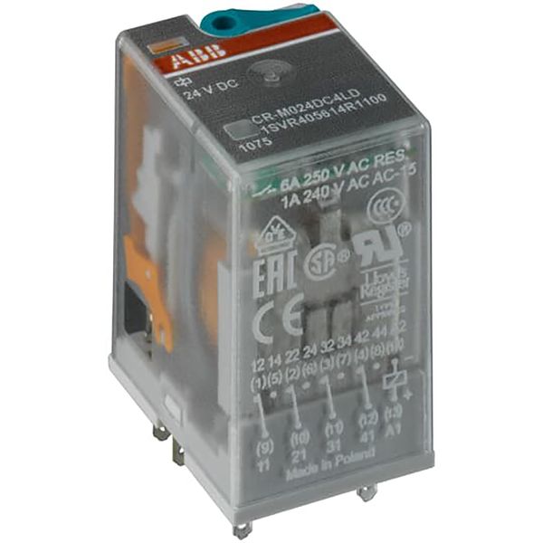 CR-M012DC2LD Pluggable interface relay 2c/o, A1-A2=12VDC, 250V/12A, LED image 1