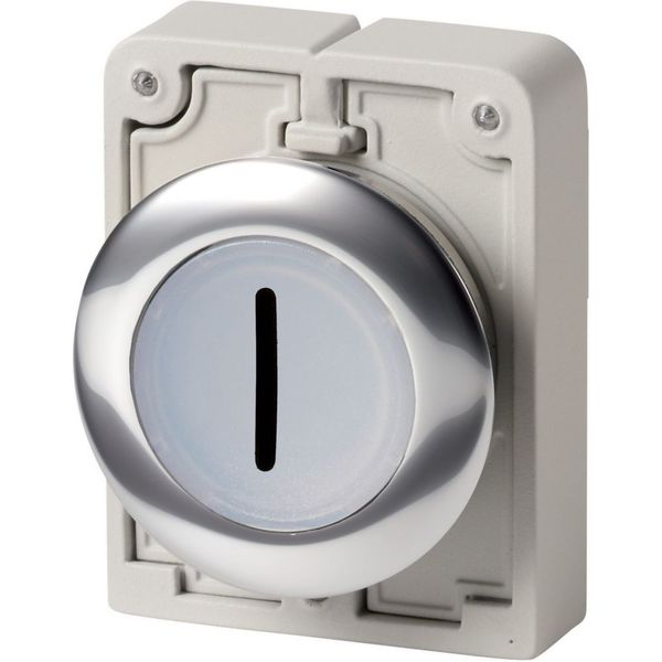 Illuminated pushbutton actuator, RMQ-Titan, Flat, momentary, White, inscribed 1, Metal bezel image 3