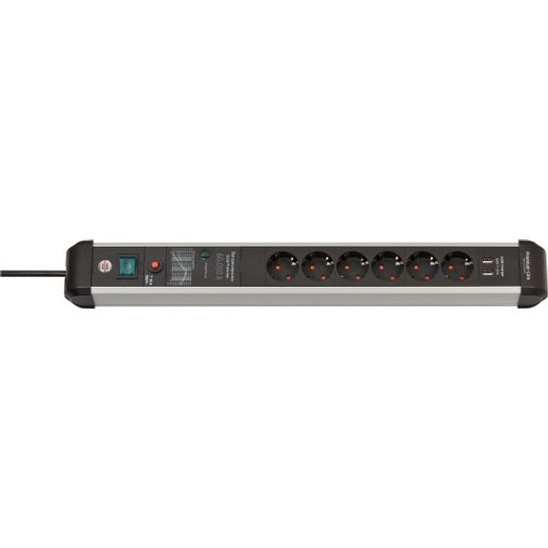 Premium-Protect-Line 60.000A extension lead with surge protection and USB-Charger 6-way 3m H05VV-F 3G1,5 image 1