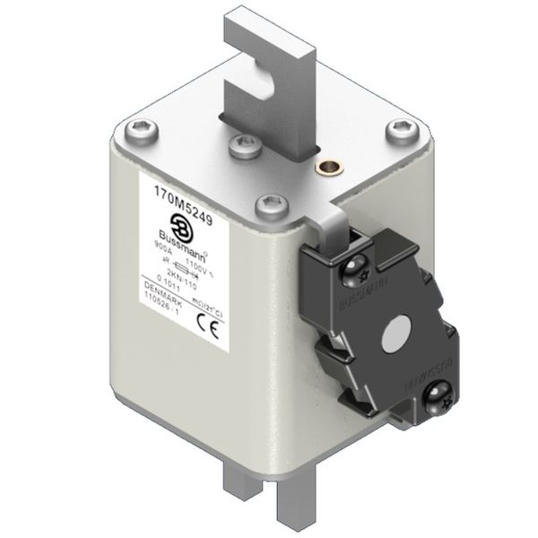 Fuse-link, high speed, 900 A, AC 1100 V, size 2, 61 x 77 x 138 mm, aR, DIN, IEC, single indicator image 2