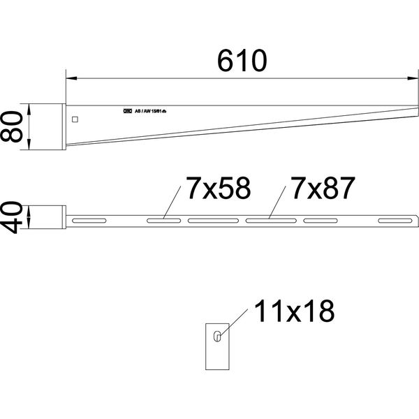 AW 15 61 FT Wall and support bracket with welded head plate B610mm image 2