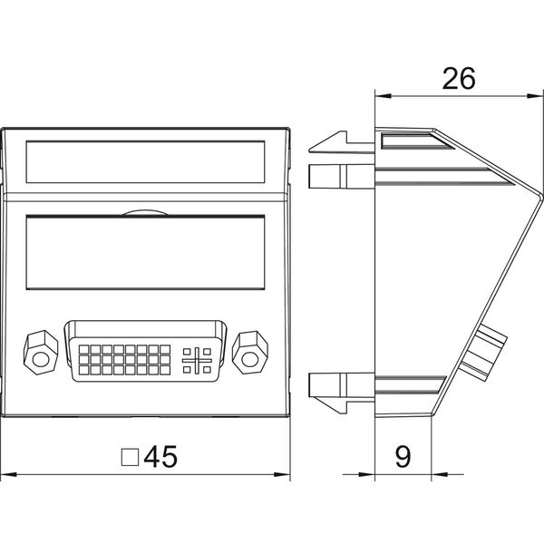 MTS-DVI F AL1 Multimedia support, DVI with cable, socket-socket 45x45mm image 2