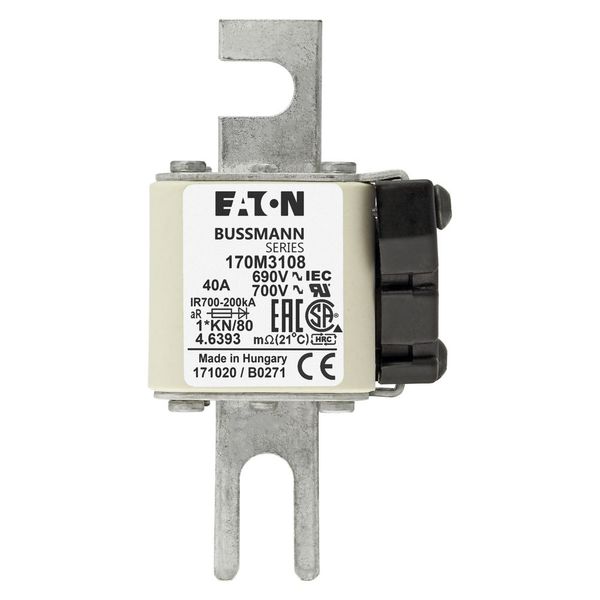 Fuse-link, high speed, 40 A, AC 690 V, compact DIN 1, 45 x 59 x 104 mm, aR, DIN, IEC, single indicator image 15