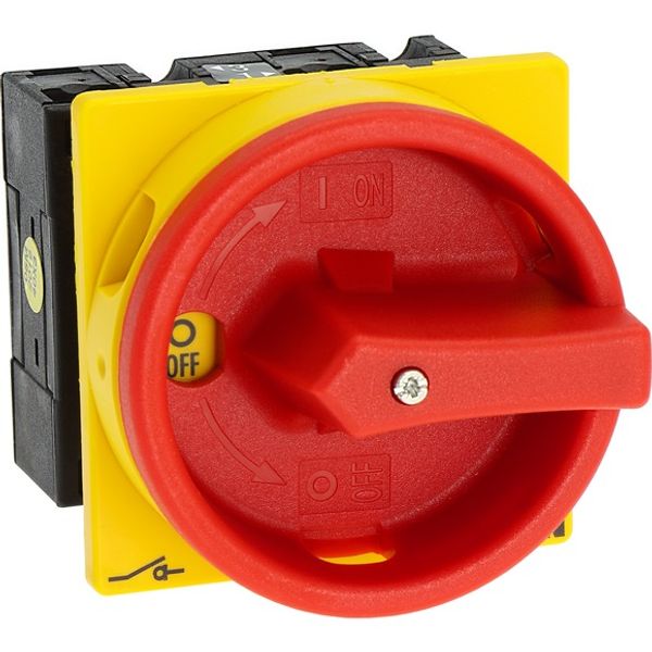 Main switch, T3, 32 A, flush mounting, 1 contact unit(s), 2 pole, Emergency switching off function, With red rotary handle and yellow locking ring, Lo image 8