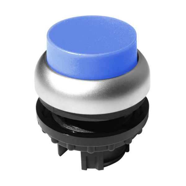 Push-button extended, spring-return, blue image 1