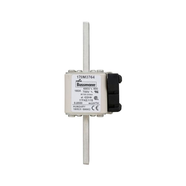 Fuse-link, high speed, 160 A, AC 690 V, compact size 1, 45 x 59 x 148 mm, aR, IEC, UL, single indicator image 3