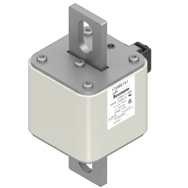 Fuse-link, high speed, 450 A, AC 1250 V, size 3, 76 x 92 x 159 mm, aR, IEC, UL, single indicator image 3