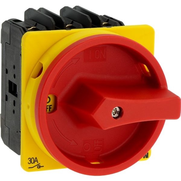 Main switch, P3, 30 A, flush mounting, 3 pole, With red rotary handle and yellow locking ring, Lockable in the 0 (Off) position, UL/CSA image 8