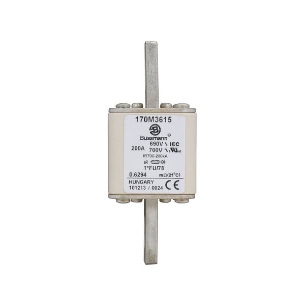 Fuse-link, high speed, 200 A, AC 690 V, compact size 1, 45 x 45 x 110 mm, aR, IEC, UL image 4