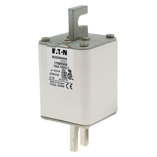 Fuse-link, high speed, 700 A, AC 1000 V, DIN 2, 59 x 75 x 138 mm, aR, DIN, IEC, single indicator image 5