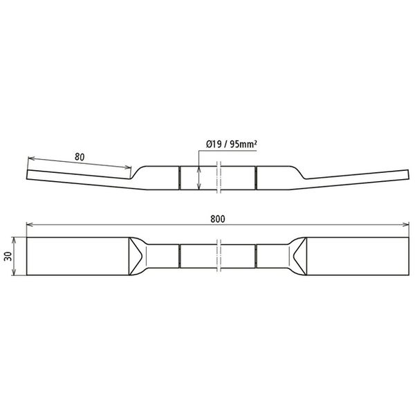 Copper cable earthing bridge NYY-O, lug on both ends 80X30mm L 8 image 2