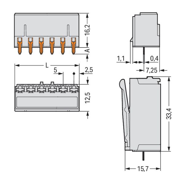 2092-1305 THT female header; straight; Pin spacing 5 mm image 6