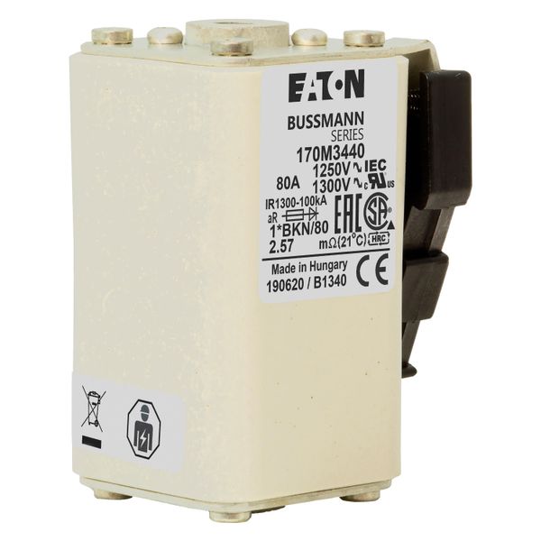 Fuse-link, high speed, 80 A, AC 1250 V, compact size 1, 45 x 59 x 81 mm, aR, IEC, UL, single indicator image 30