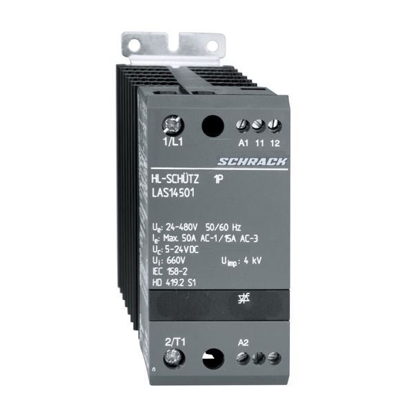 Solid state contactor 1-polig 50A/24-480VAC, 5-24VDC image 1