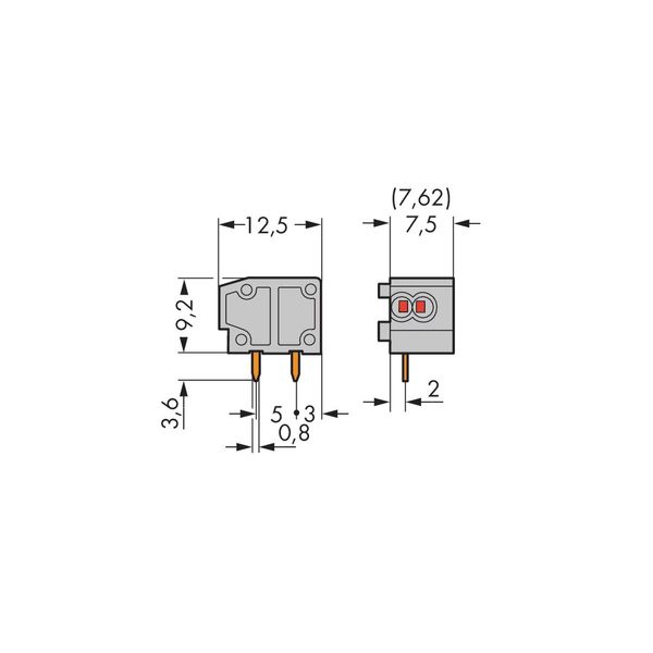 Stackable 2-conductor PCB terminal block 0.75 mm² Pin spacing 7.5/7.62 image 1