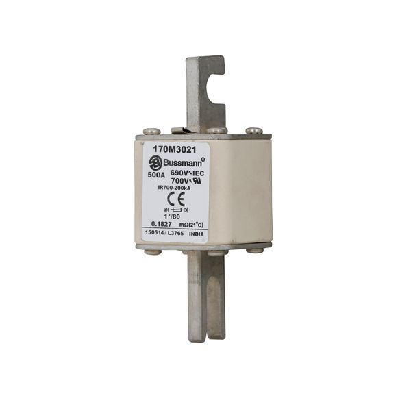 Fuse-link, high speed, 500 A, AC 690 V, compact DIN 1, 45 x 45 x 104 mm, aR, DIN, IEC, single indicator image 5