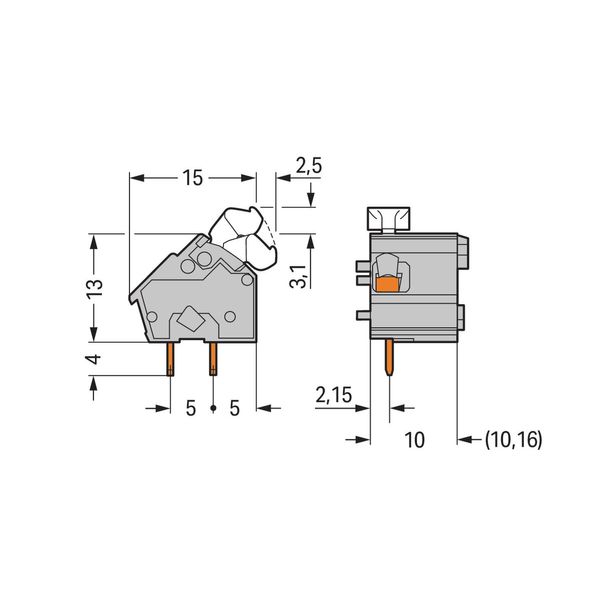 Stackable PCB terminal block push-button 2.5 mm² dark gray image 4