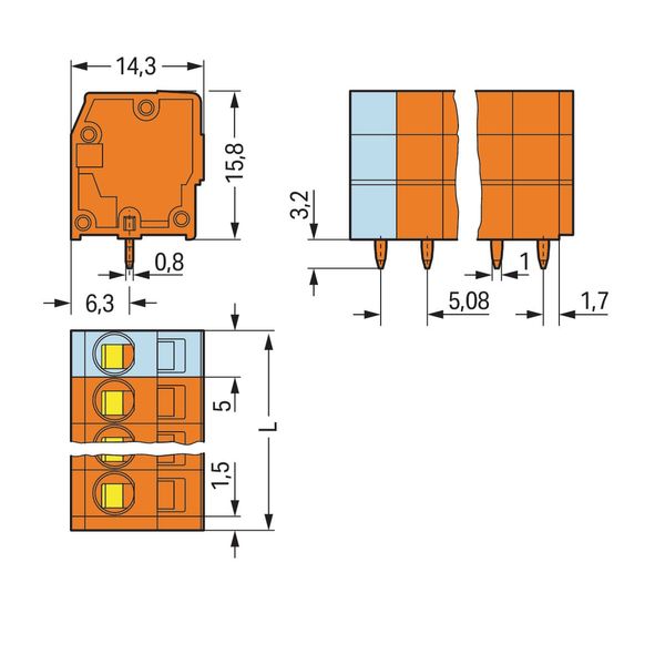 PCB terminal block 2.5 mm² Pin spacing 5.08 mm orange image 2