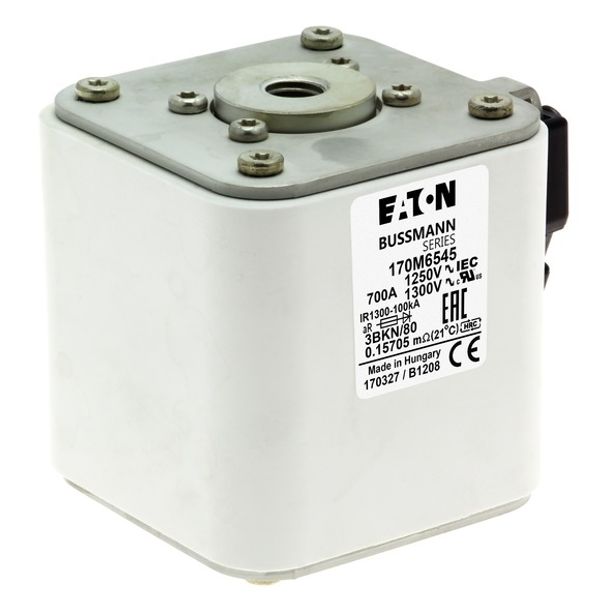 Fuse-link, high speed, 700 A, AC 1250 V, size 3, 76 x 92 x 83 mm, aR, IEC, UL, single indicator image 6