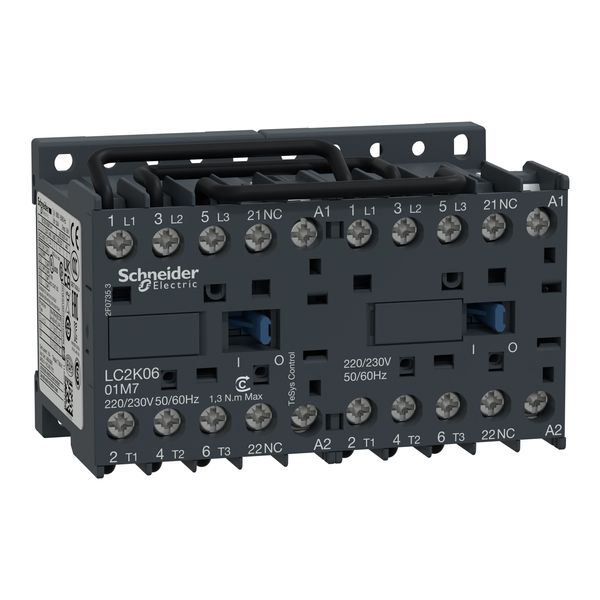 TeSys K reversing contactor, 3P, AC-3 440V 6 A, 1NC, 220...230VAC coil,screw clamp terminals image 3