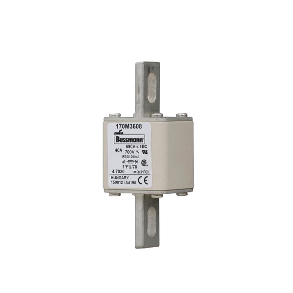 Fuse-link, high speed, 40 A, AC 690 V, compact size 1, 45 x 45 x 110 mm, aR, IEC, UL image 8