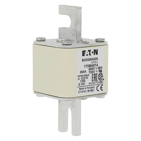 Fuse-link, high speed, 500 A, AC 690 V, DIN 1, 53 x 53 x 108 mm, aR, DIN, IEC, single indicator image 17