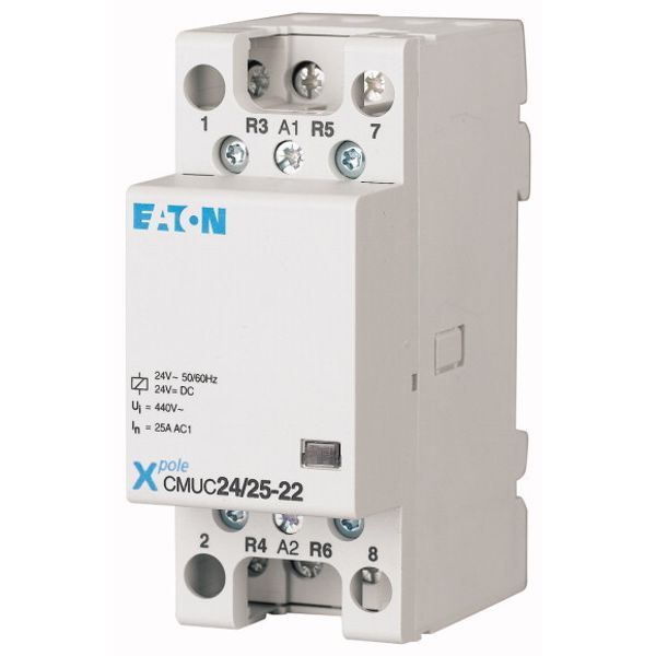 Installation contactor, 24 VAC/DC, 4N/O, 25A image 1