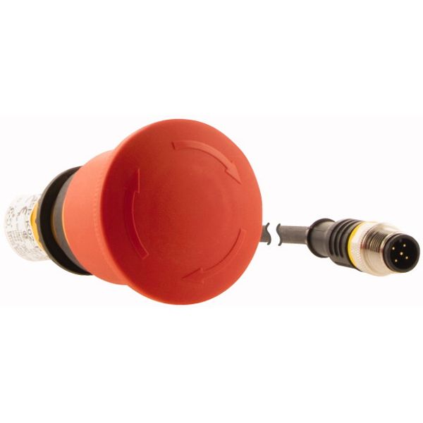 Emergency stop/emergency switching off pushbutton, Palm-tree shape, 45 mm, Turn-to-release function, 2 NC, Cable (black) with M12A plug, 5 pole, 0.2 m image 4