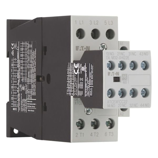 Contactor, 380 V 400 V 7.5 kW, 2 N/O, 2 NC, RDC 24: 24 - 27 V DC, DC operation, Screw terminals image 7