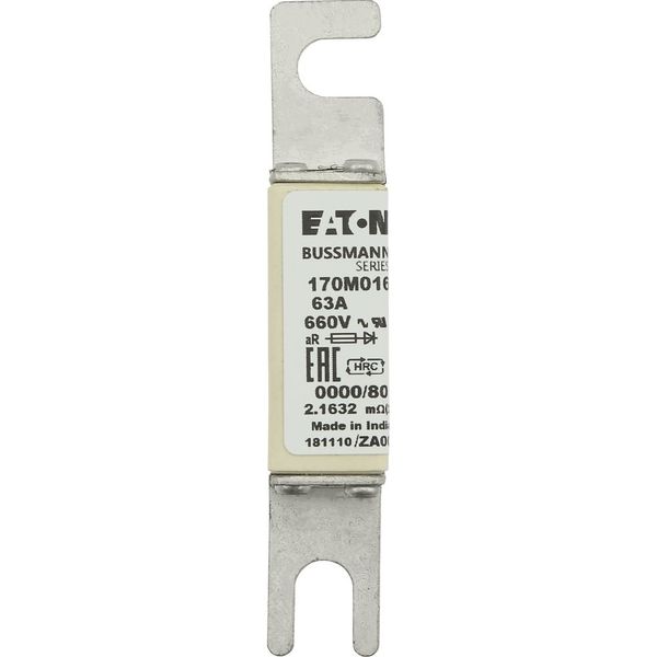 Fuse-link, high speed, 63 A, AC 660 V, size 0000, 18 x 19 x 100 mm, aR, UL, visual indicator image 7