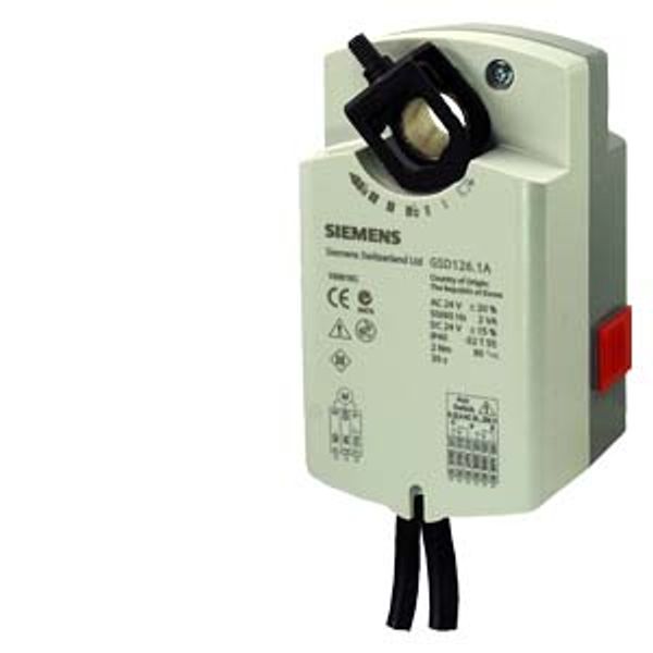 GSD126.1A - Rotary air damper actuator, AC/DC 24 V, SPST, 2 Nm, 30 s, 2 auxiliary switches image 1