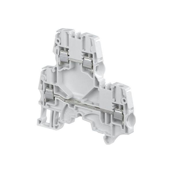 MODULAR TERMINAL BLOCKS, FEED-THROUGH, SCREW CLAMP TERMINAL BLOCK, GRAY, PRODUCT SPACING .205 IN [5.2 MM], 4 POSITION, DIN RAIL image 1